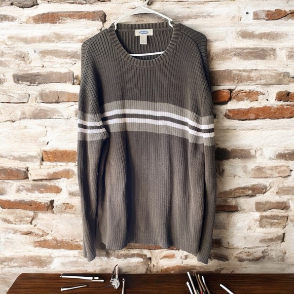 Men’s OLD NAVY Green Striped Sweater Size XL - Picture 1 of 6